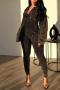sexy slight stretch 5 colors deep v long sleeve skinny jumpsuit_Black