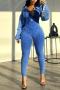 sexy slight stretch 5 colors deep v long sleeve skinny jumpsuit_Black_Pink_Dark Green_Blue