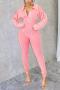 sexy slight stretch 5 colors deep v long sleeve skinny jumpsuit_Black_Pink