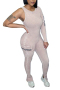 stylish high stretch textured one sleeve pocket skinny jumpsuit_Black_Light Green_Blue_Beige