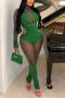 sexy plus size stretch see through mesh hollow rhinestone skinny jumpsuit_Black_Magenta_Green