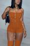 sexy solid color stretch tube top hollow eyelet lace-up playsuit (new add color)_Black_White_Pink_Orange