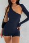new sexy slight stretch 4-color backless halterneck long sleeve playsuit_Black_Pink_Rose Red_Dark Blue