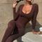 sexy slight stretch 3 colors crew neck solid color jumpsuit_Black_White_Brown