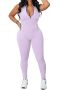 sexy plus size slight stretch 7 colors sleeveless zip-up jumpsuit_Black_White_Pink_Rose Red_Light Green_Light Purple