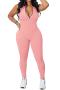 sexy plus size slight stretch 7 colors sleeveless zip-up jumpsuit_Black_White_Pink