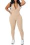 sexy plus size slight stretch 7 colors sleeveless zip-up jumpsuit_Black_White_Pink_Rose Red_Light Green_Light Purple_Khaki