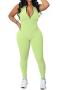 sexy plus size slight stretch 7 colors sleeveless zip-up jumpsuit_Black_White_Pink_Rose Red_Light Green