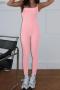 sexy plus size slight stretch sling slim solid color jumpsuit_Black_White_Pink