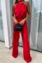 sexy non-stretch 4 colors solid color hollow jumpsuit_Black_White_Red