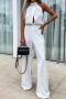 sexy non-stretch 4 colors solid color hollow jumpsuit_Black_White