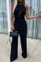 sexy non-stretch 4 colors solid color hollow jumpsuit_Black