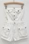 stylish non-stretch denim tube hollow waist cargo playsuit(size run small)_White