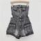 stylish non-stretch denim tube hollow waist cargo playsuit(size run small)_White_Gray