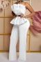 elegant plus size slight stretch 4 colors tube design with belt jumpsuit_Black_White