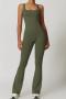 sports high stretch belly-tightening quick-drying yoga jumpsuit size run small_Black_Dark Gray_Dark Green