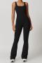 sports high stretch belly-tightening quick-drying yoga jumpsuit size run small_Black
