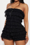 summer pure color high stretch strapless stylish sexy playsuit_Black