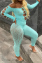 sexy pure color hollow pearl decor see-through stretch jacquard jumpsuit_Black_Yellow_Orange_Aqua Green