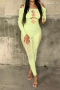 sexy pure color hollow pearl decor see-through stretch jacquard jumpsuit_Black_Yellow