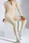 autumn high stretch new stylish simple buttons casual ribbed knit jumpsuit_Black_Beige