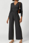 stylish slight stretch 5-colors solid color twist pocket jumpsuit_Black