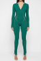 sexy slight stretch solid color tight zip-up knitted jumpsuit_Black_Green