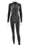 casual slight stretch crew neck zip-up jumpsuit_Dark Gray