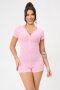 high quality stylish slight stretch ribbed knit skinny playsuit_Pink