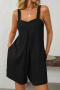 casual slight stretch 6-colors simple solid color sling loose playsuit_Black