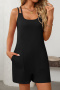 casual slight stretch 5-colors simple solid color sling loose playsuit_Black