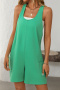 casual slight stretch 5-colors simple solid color sleeveless loose playsuit_Black_Pink_Green