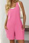 casual slight stretch 5-colors simple solid color sleeveless loose playsuit_Black_Pink