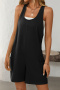 casual slight stretch 5-colors simple solid color sleeveless loose playsuit_Black
