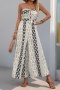 bohemian style slight stretch graphic printing tube design wide-leg jumpsuit_Black_Yellow_Dark Blue