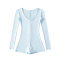sexy slight stretch v-neck zip-up solid color playsuit(size run small)_Black_Gray_Dark Gray_Pink_Sky Blue