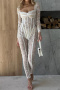 sexy slight stretch see-through lace square neck jumpsuit_Black_White