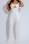 sexy plus size slight stretch 4 colors weave halter-neck design jumpsuit_Black_White