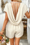 stylish non-stretch tatting 4 colors backless v-neck pocket playsuit_Black_Red_Dark Green_Beige