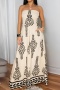 stylish plus size non-stretch tatting positioning print tube wide-leg jumpsuit_Black_Blue_Beige