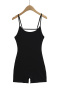 casual slight stretch solid color slim sling playsuit size run small_Black