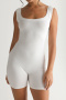 stylish slight stretch 3 colors square-neck backless skinny playsuit_Black_White