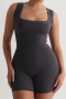 stylish slight stretch 3 colors square-neck backless skinny playsuit_Black_White_Dark Gray