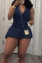casual plus size slight stretch solid color 5 colors slim sleeveless playsuit_Pink_Orange_Light Green_Sky Blue_Dark Blue