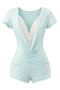 sexy slight stretch lace trim deep v-neck playsuit(size run small)_Black_White_Pink_Sky Blue