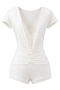 sexy slight stretch lace trim deep v-neck playsuit(size run small)_Black_White