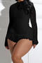sexy plus size stretch see through lace backless cascading ruffle playsuit_Black