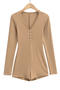 sexy slight stretch v-neck 4 colors button playsuit_Black_Gray_Pink_Khaki