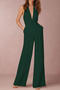 sexy slight stretch halter-neck solid color pocket jumpsuit_Black_Red_Rose Red_Dark Green