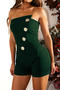 casual plus size slight stretch solid slim tube top button decor playsuit #1_Rose Red_Dark Green